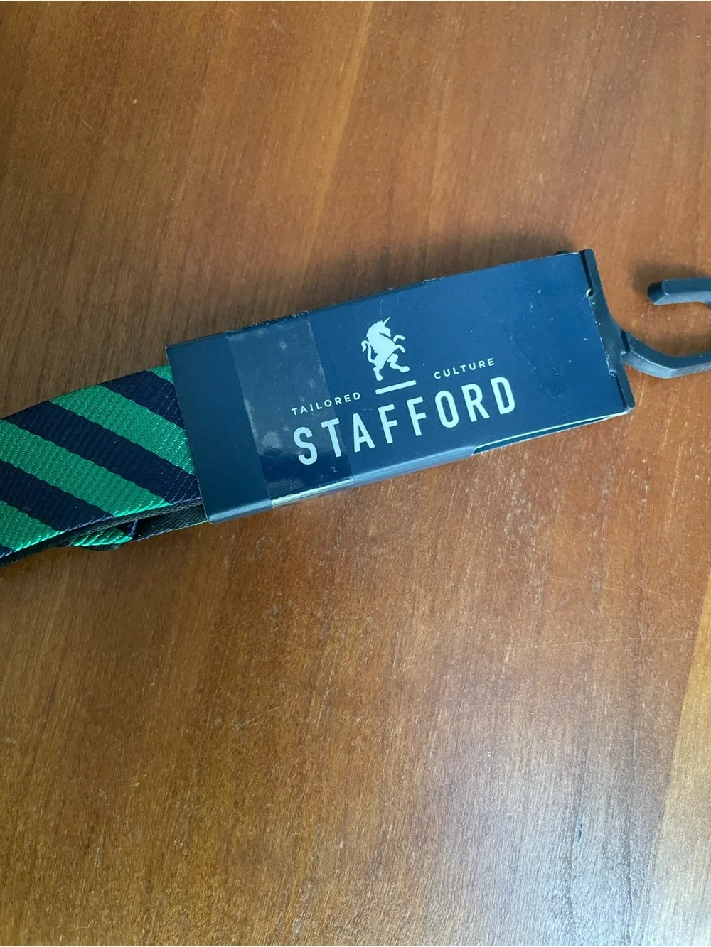 NWT Stafford Self Tie Bow Tie Diagonal Stripe Blue Green